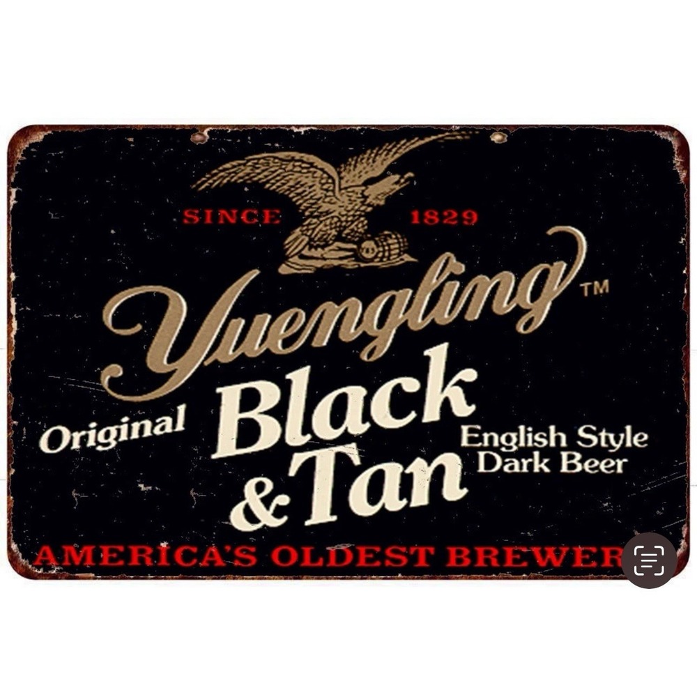 Brand New Yuengling Black & Tan Beer Tin Sign 8x12 Garage Man Cave Den Bar